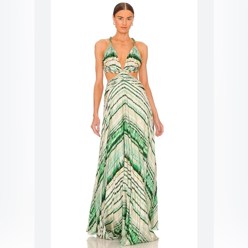 New 12th Tribe Mint Green and White Abstract Print Maxi Dress